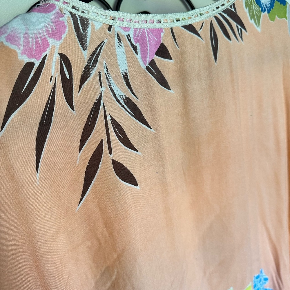 🎯 Floral Multicolor Kaftan Fringe Beach Coverup 100% viscose - Picture 7 of 7